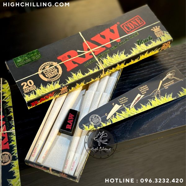 Box 20 Raw Black Organic Hemp Cones Kingsize