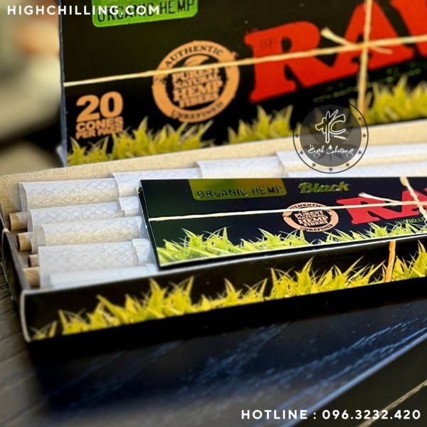 Box 20 Raw Black Organic Hemp Cones Kingsize