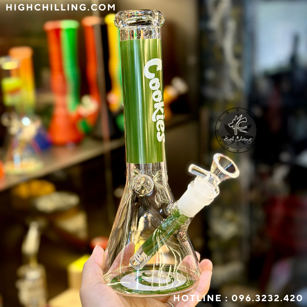 Bongs Thủy Tinh Cookies Bầu Nón 30cm