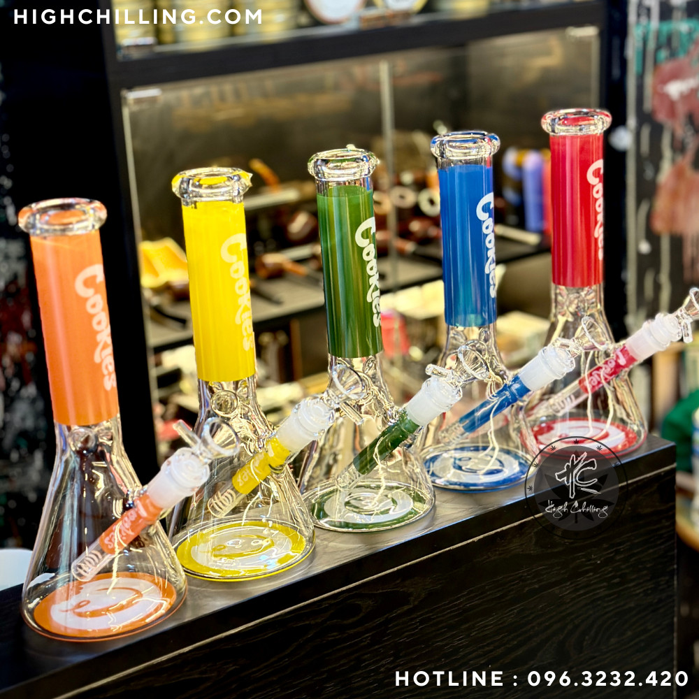 Bongs Thủy Tinh Cookies Bầu Nón 30cm