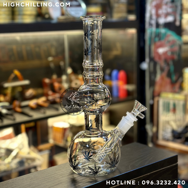 Bongs Thủy Tinh Bầu Tròn P66 30Cm